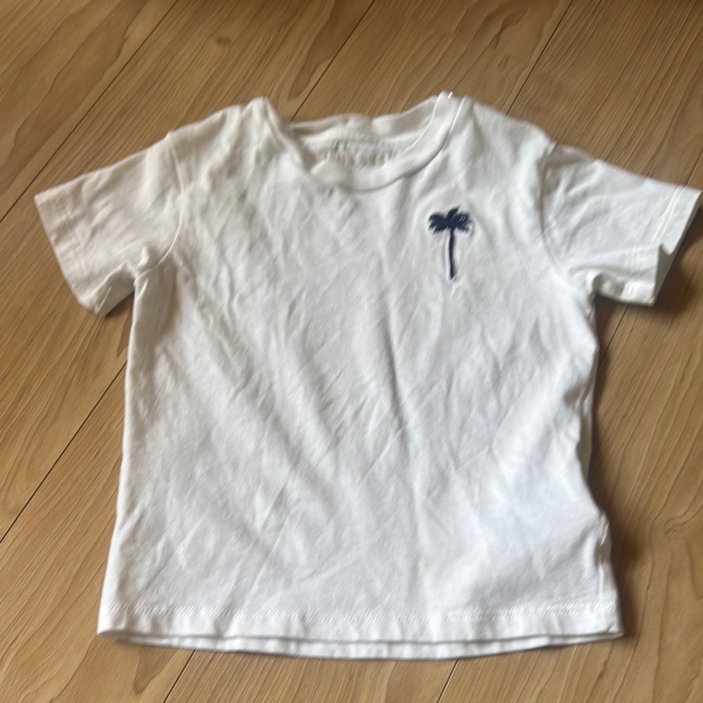 Palm Angels White and Blue Short Sleeve Tee